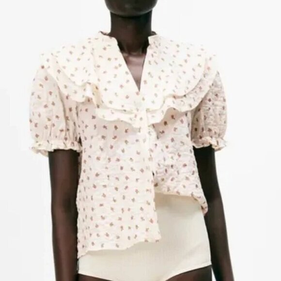 Zara Floral Print Ruffled Blouse, Size Small NEW WITH TAG! - Picture 2 of 7